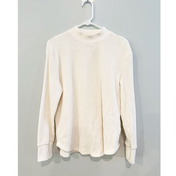 Madewell mock neck waffle sweatshirt antique cream - Picture 4 of 7